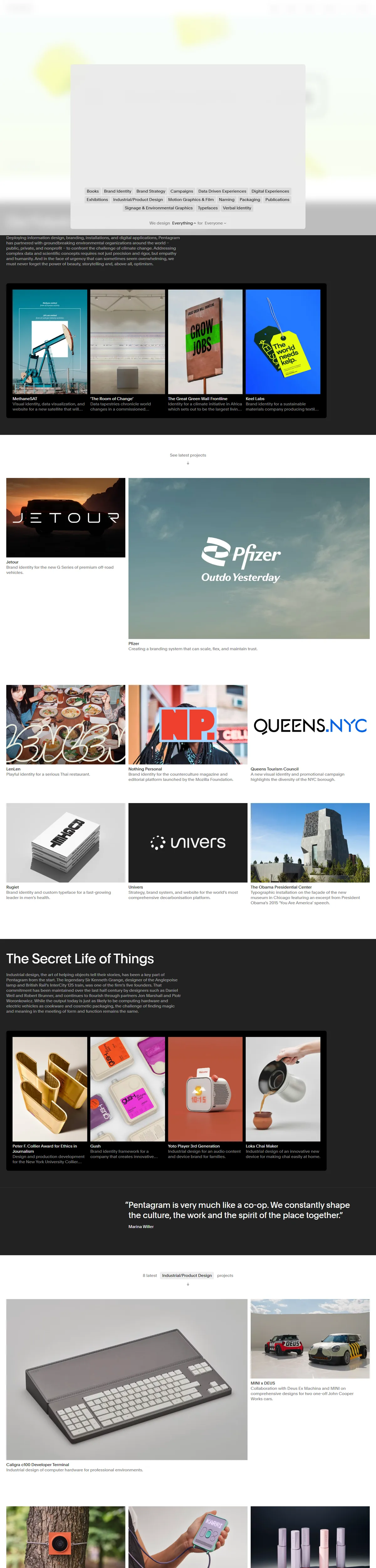 Full page of pentagram.com