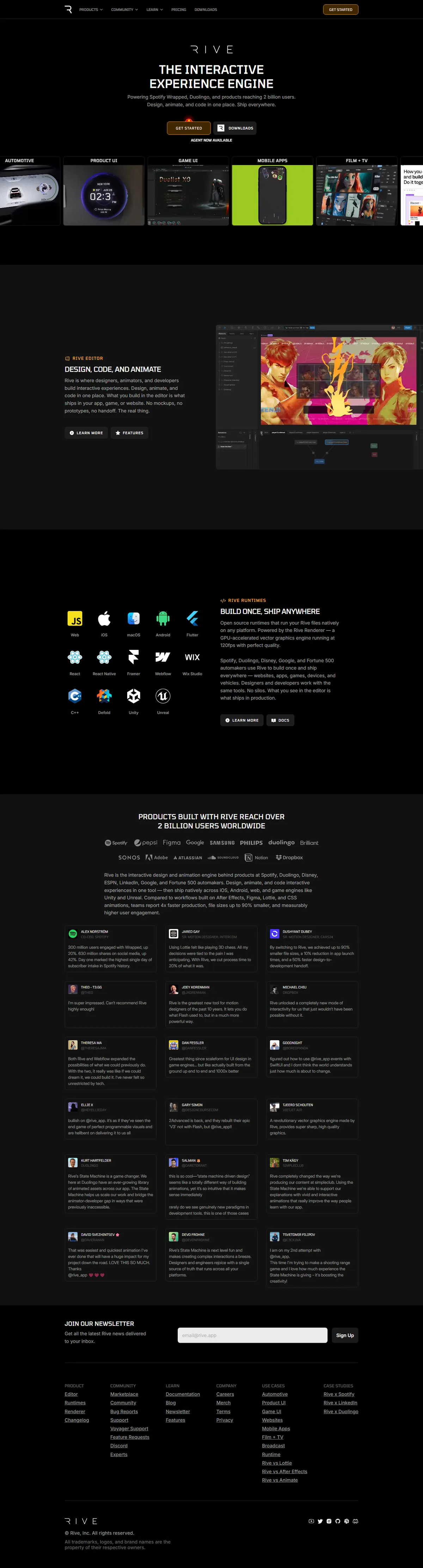 Full page of rive.app